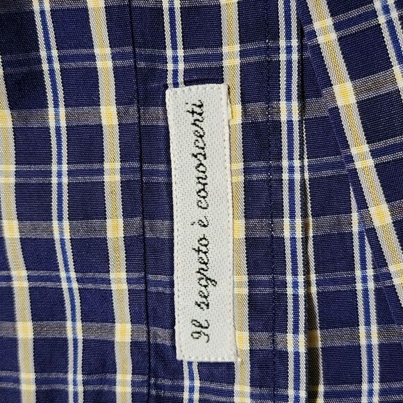 From The House of BOGGI Mens Plaid Long Sleeve Shirt Blue Beige Cotton Sz 41/16 - Picture 8 of 11